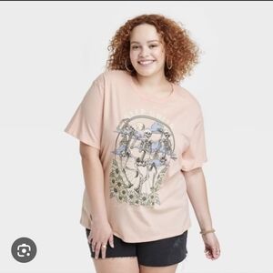 NWT Zoe + Liv Soft Pink/Peach Skeleton Graphic T-Shirt